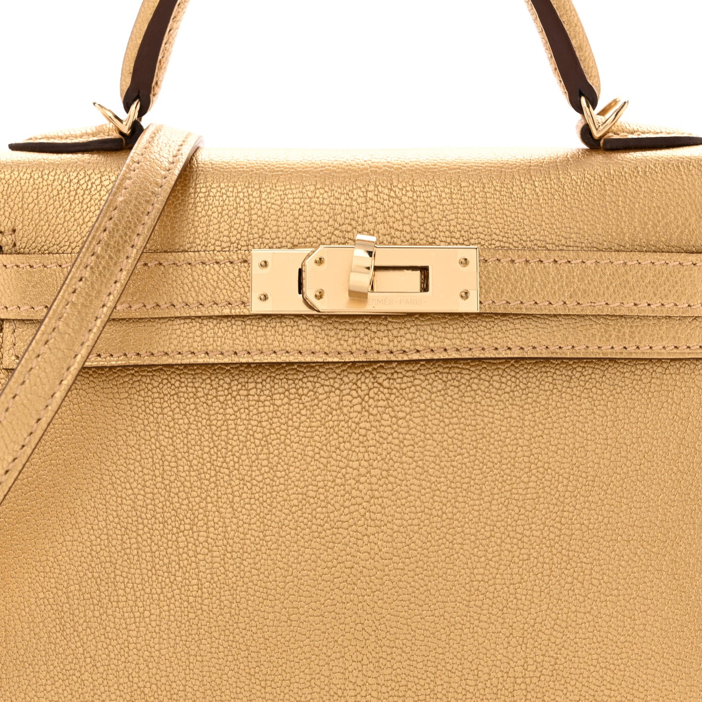 Metallic Chevre Chamkilight Mini Kelly Sellier 20 Dore