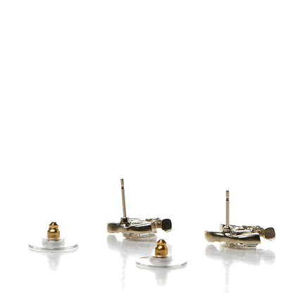 Chanel Crystal Baguette CC Earrings Gold 3 of 5
