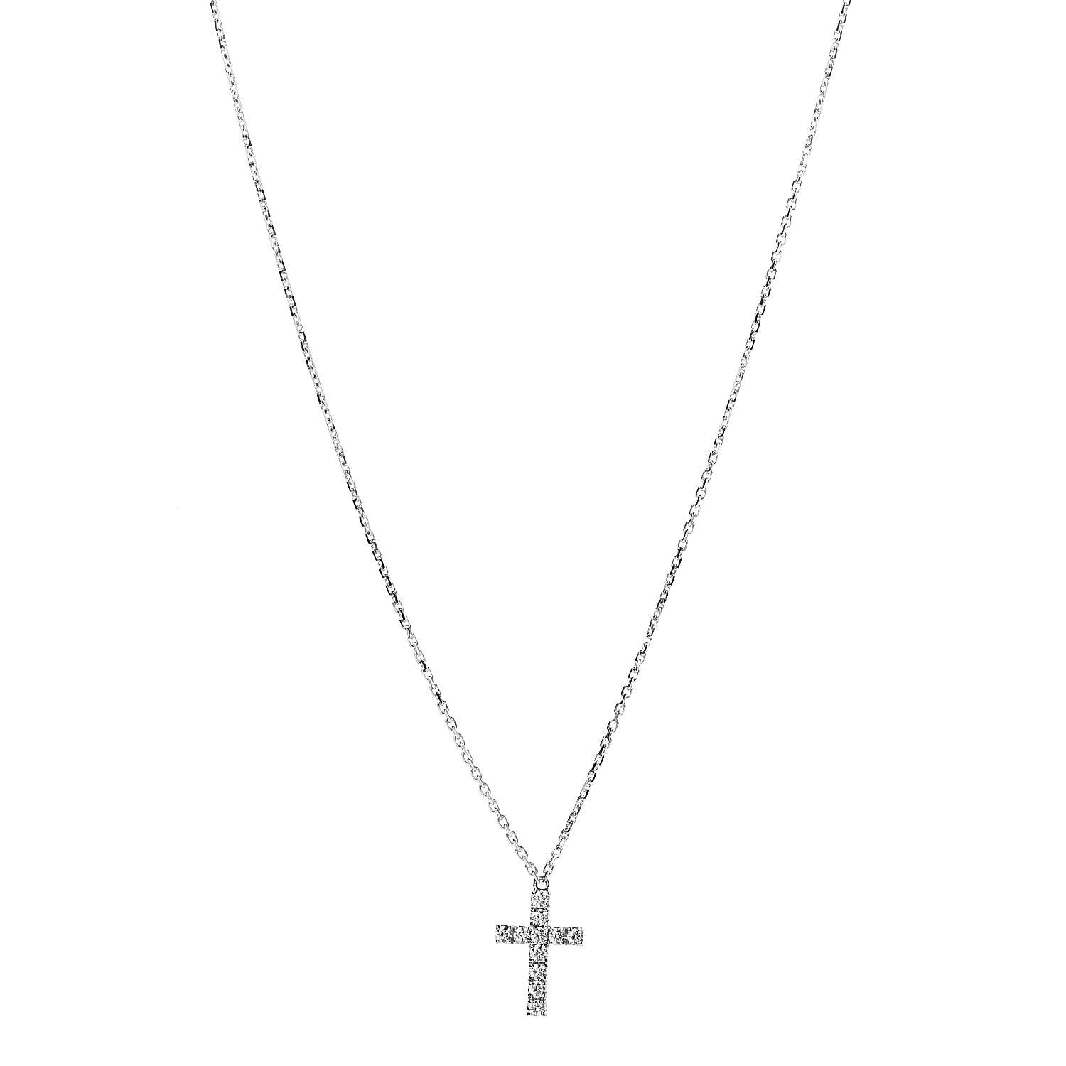 Cartier 18K White Gold Diamond Symbols Cross Pendant Necklace 1 of 4