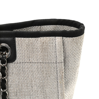 Chanel Woven Straw Raffia Small Deauville Tote Grey 13 of 16
