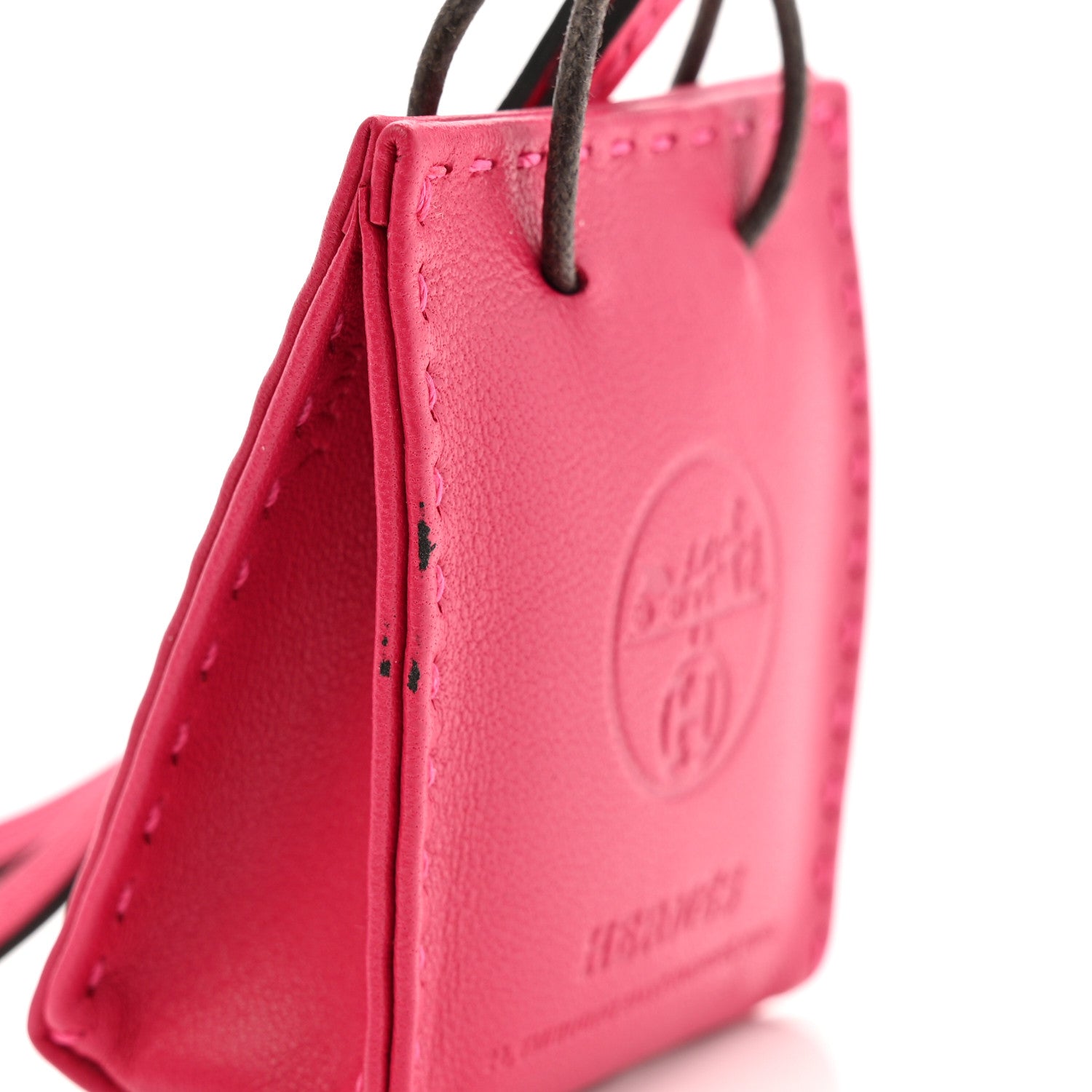 Hermes Milo Lambskin Swift Shopping Bag Charm Rose Mexico 5 of 6