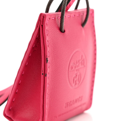 Hermes Milo Lambskin Swift Shopping Bag Charm Rose Mexico 5 of 6