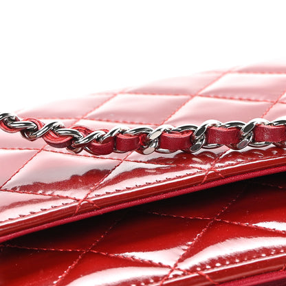 Chanel Patent Quilted Wallet On Chain WOC Red 21 of 21