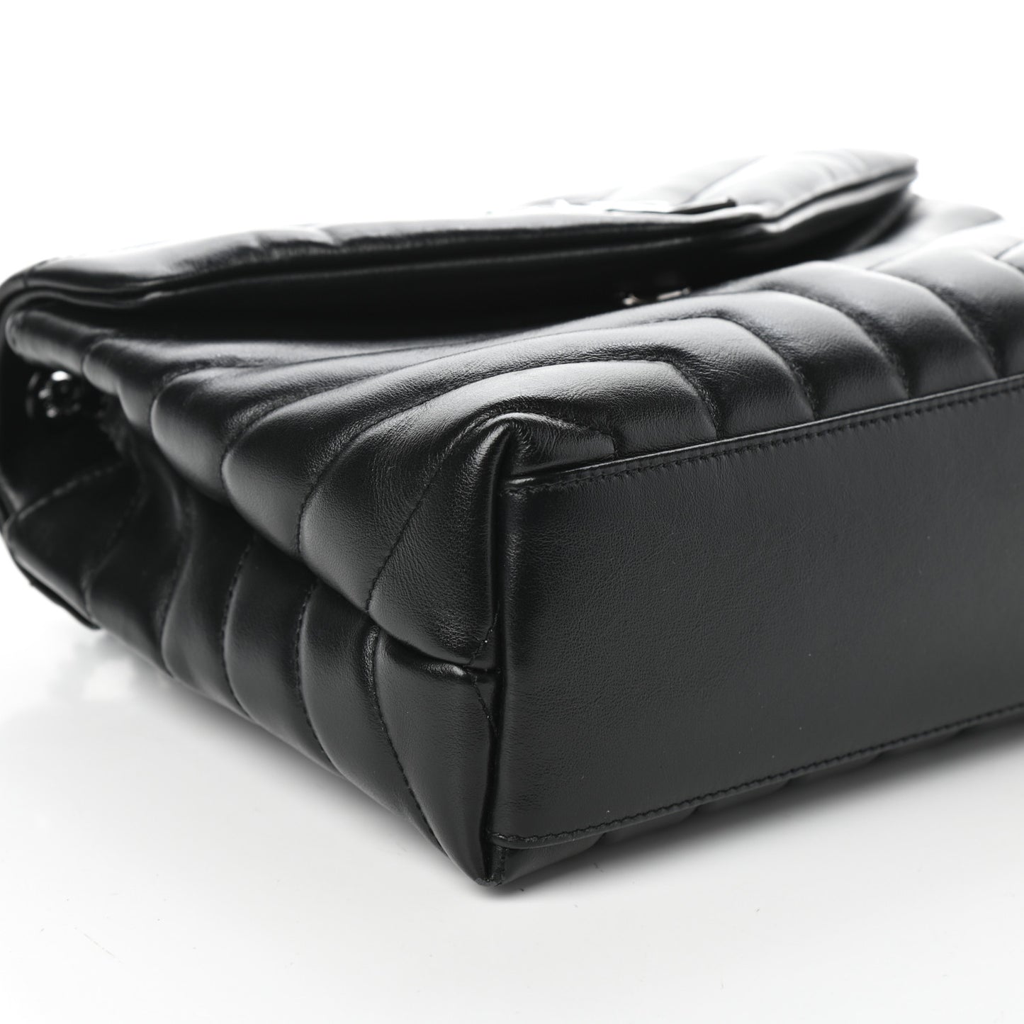 Calfskin Y Quilted Monogram Small Loulou Chain Satchel Black
