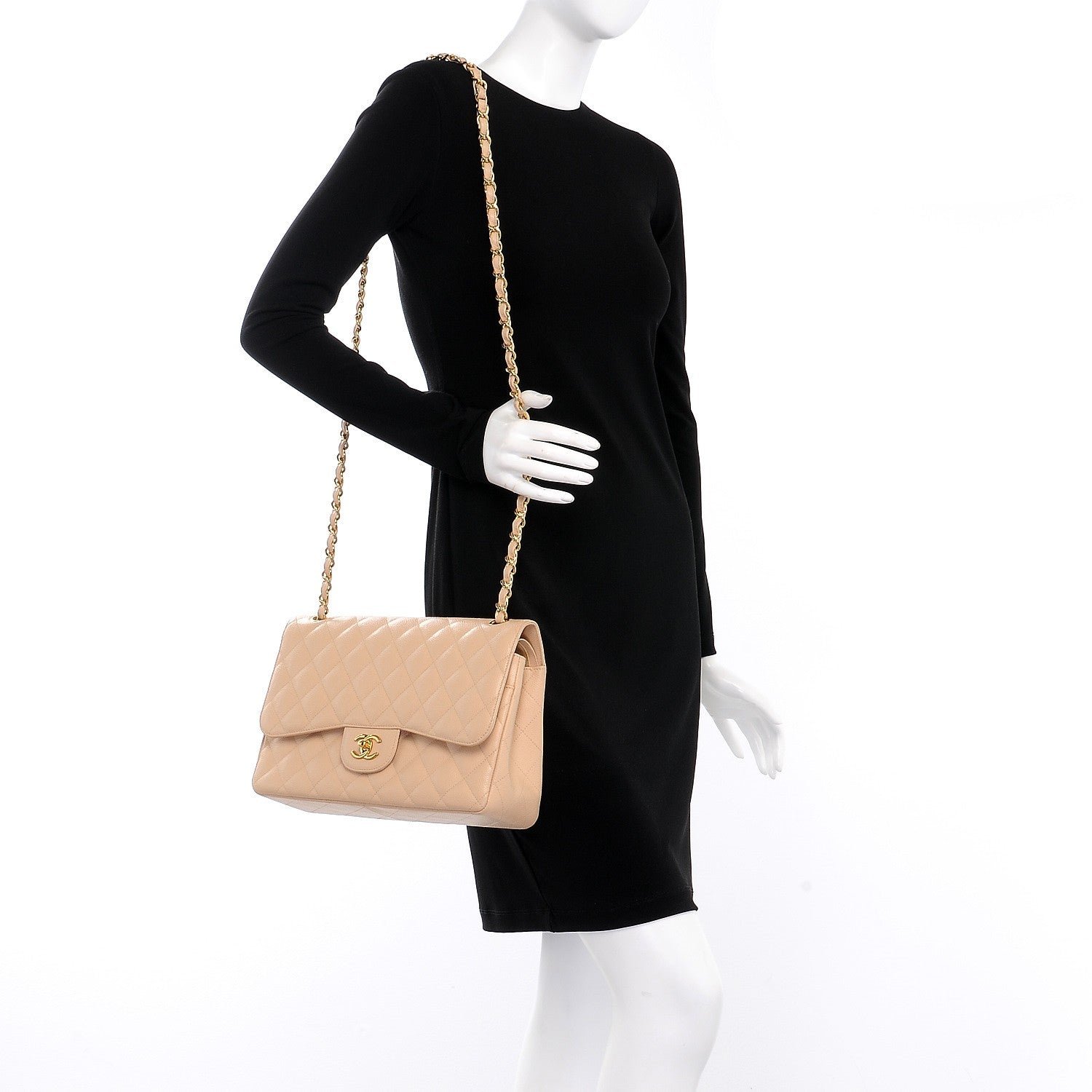 Chanel Caviar Quilted Jumbo Double Flap Beige Clair 2 of 9
