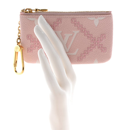 Louis Vuitton Empreinte Monogram Giant Broderies Key Pouch Pink Creme 2 of 9
