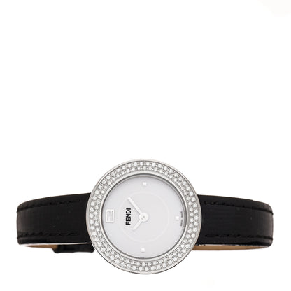 Fendi Stainless Steel Patent Diamond Pave Bezel 28mm My Way Quartz Watch Black 2 of 6