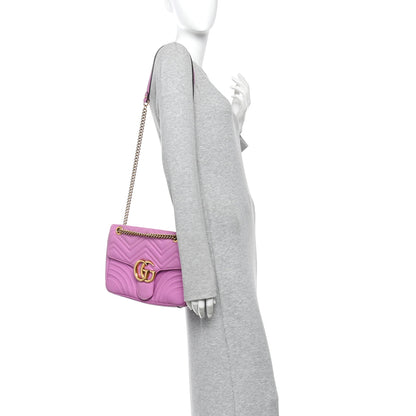 Gucci Calfskin Matelasse Medium GG Marmont Shoulder Bag Candy Mousse 2 of 15