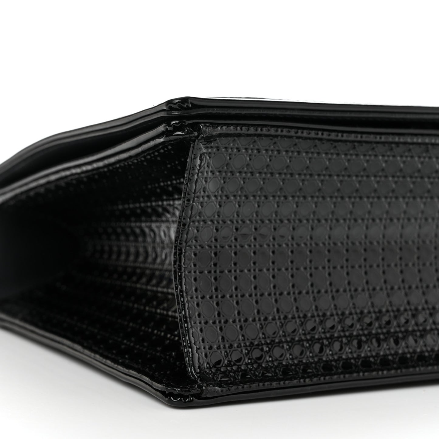 Metallic Patent Micro-Cannage Medium Diorama Flap Bag Graphite