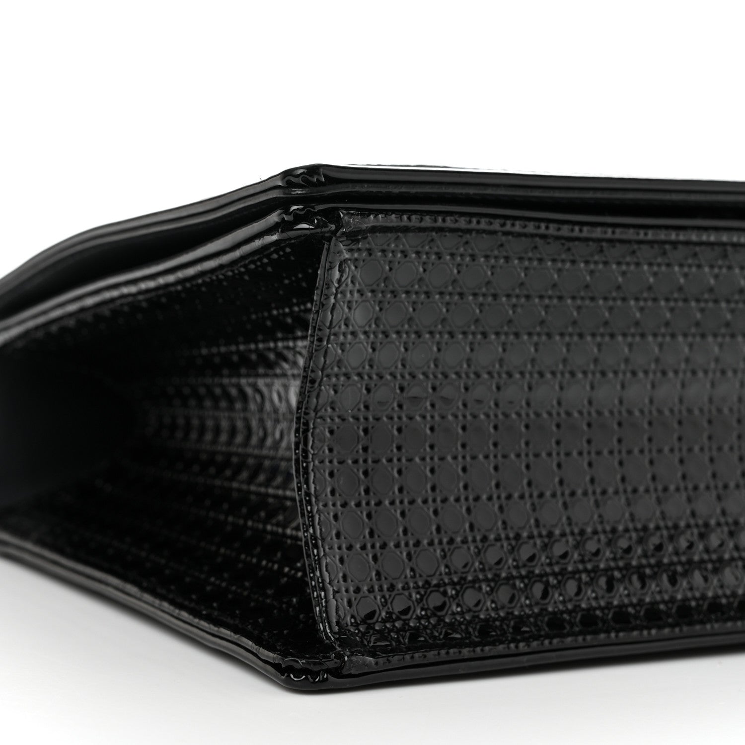 Christian Dior Metallic Patent Micro-Cannage Medium Diorama Flap Bag Graphite 10 of 11