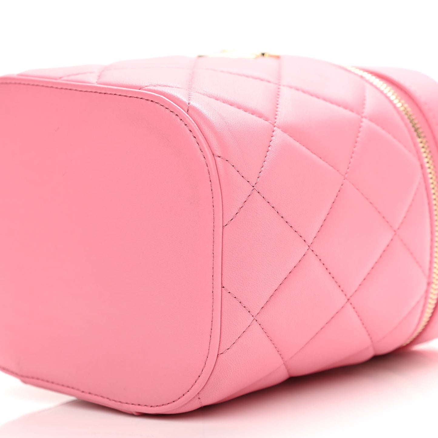 Lambskin Quilted Trendy Vanity Case Pink