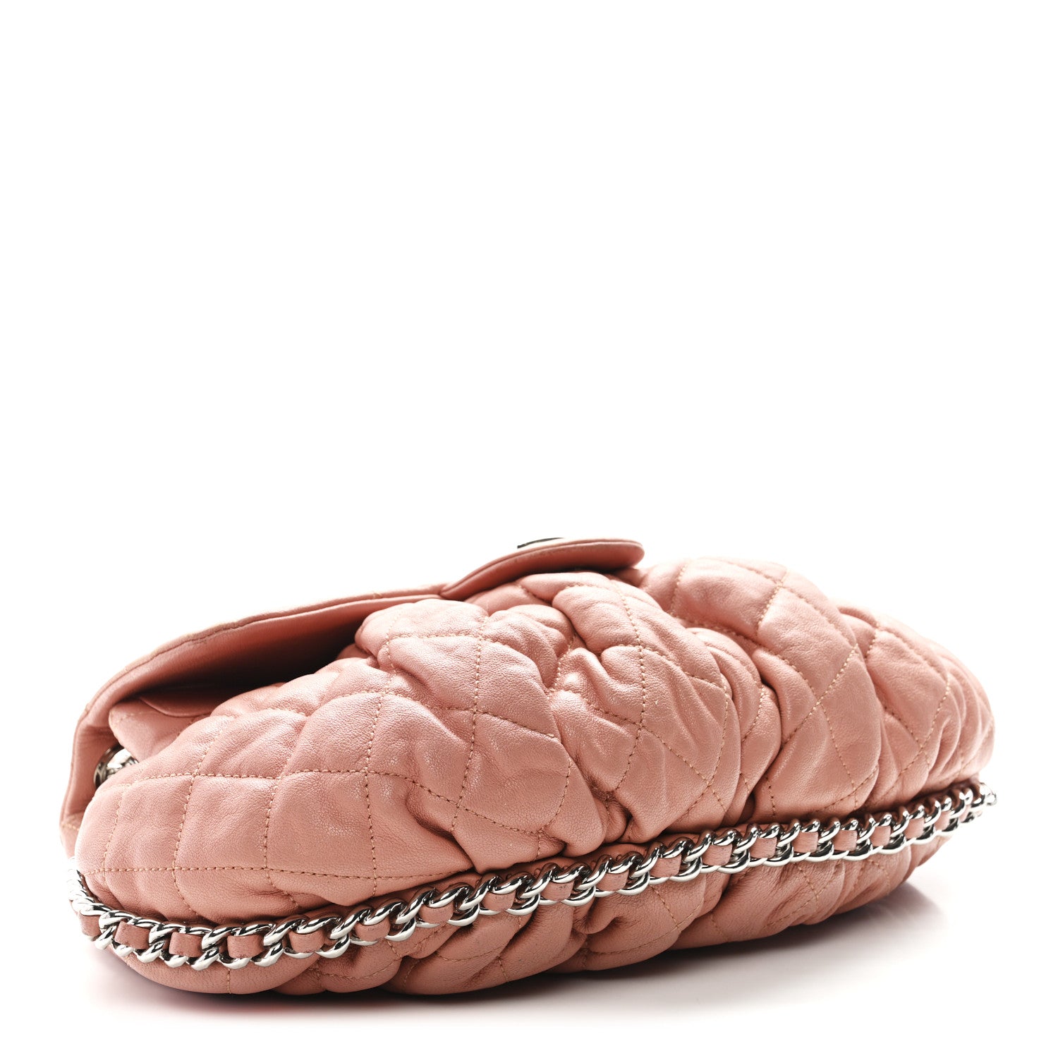 Chanel Washed Lambskin Quilted Medium Chain Around Messenger Salmon 4 of 12
