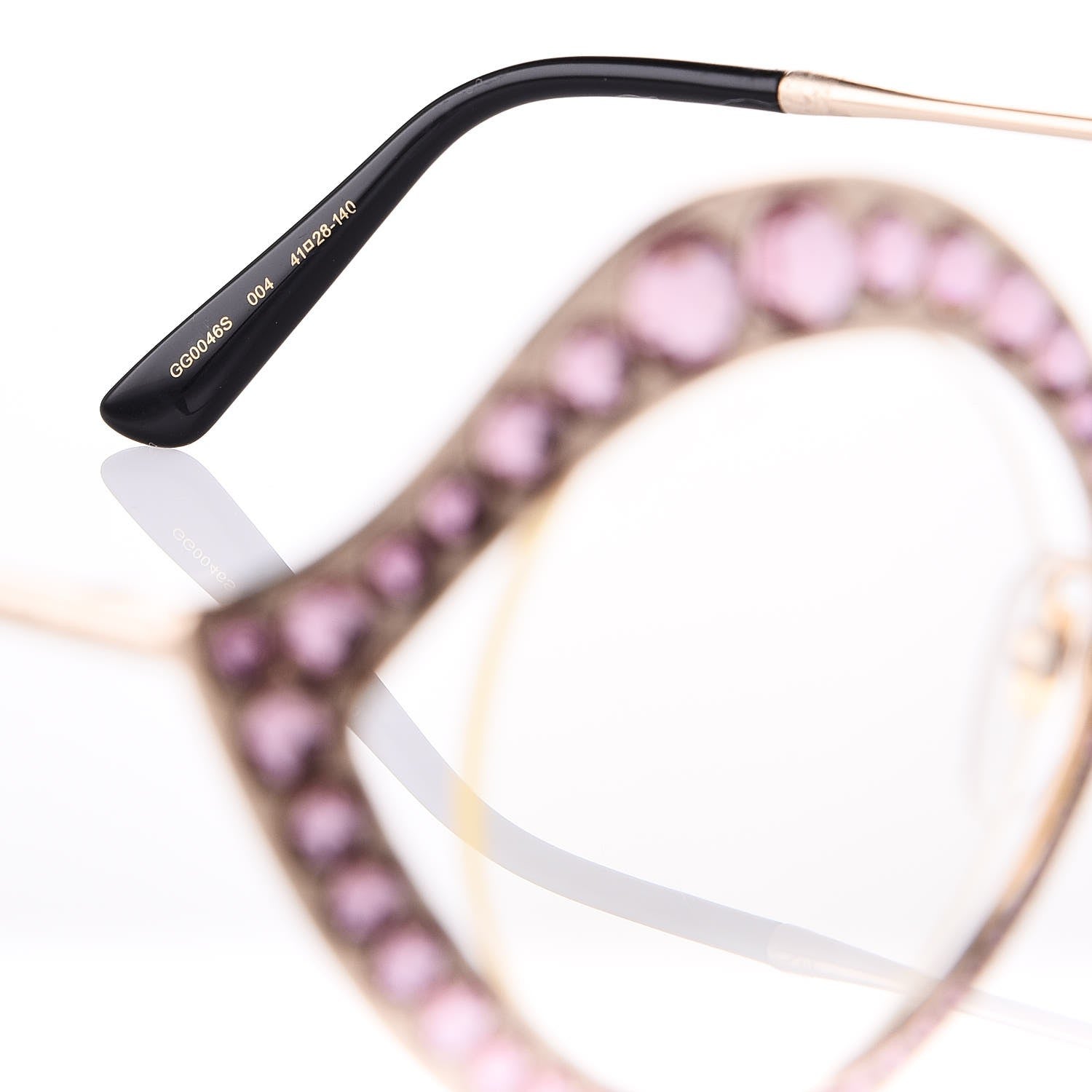 Gucci Metal Crystal Cat Eye Sunglasses GG0046/S Light Pink 5 of 8