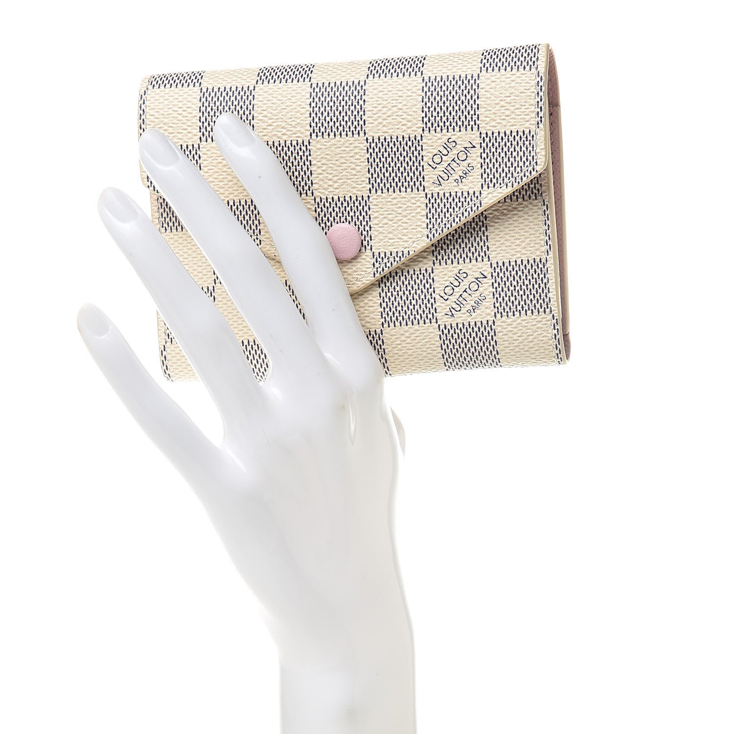 Louis Vuitton Damier Azur Victorine Wallet Rose Ballerine 2 of 7