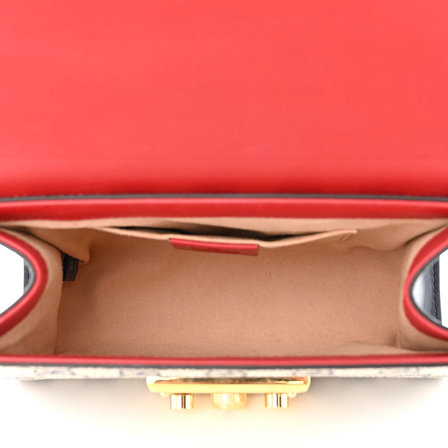 GG Supreme Monogram Moon Calfskin Small Padlock Shoulder Bag Beige Blue Hibiscus Red Mystic White