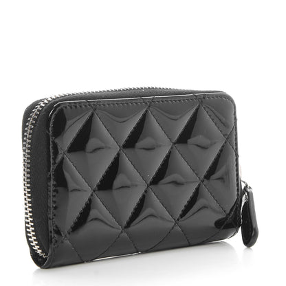 Chanel Patent Calfskin Quilted Zip Coin Purse Black 3 of 8