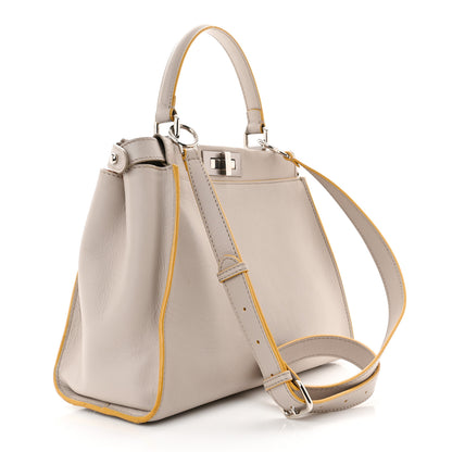 Fendi Vitello Seta Burro Medium Peekaboo Iconic Satchel Grigio Polvere Mattone 3 of 11