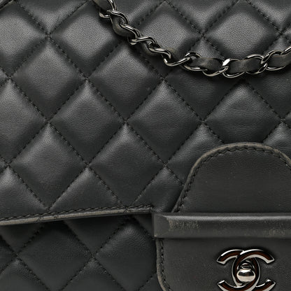 Chanel Lambskin Quilted Jumbo Coco Loop Flap Charcoal Grey 9 of 22