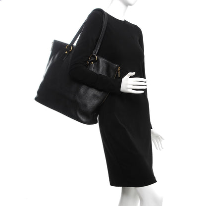 Prada Vitello Daino Side Zip Tote Black 2 of 7