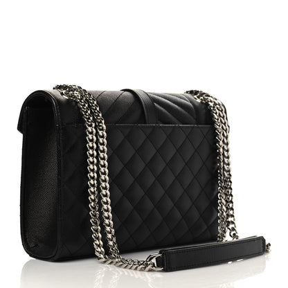 Saint Laurent Grain De Poudre Textured Mixed Matelasse Triquilt Medium Monogram Satchel Black 2 of 5