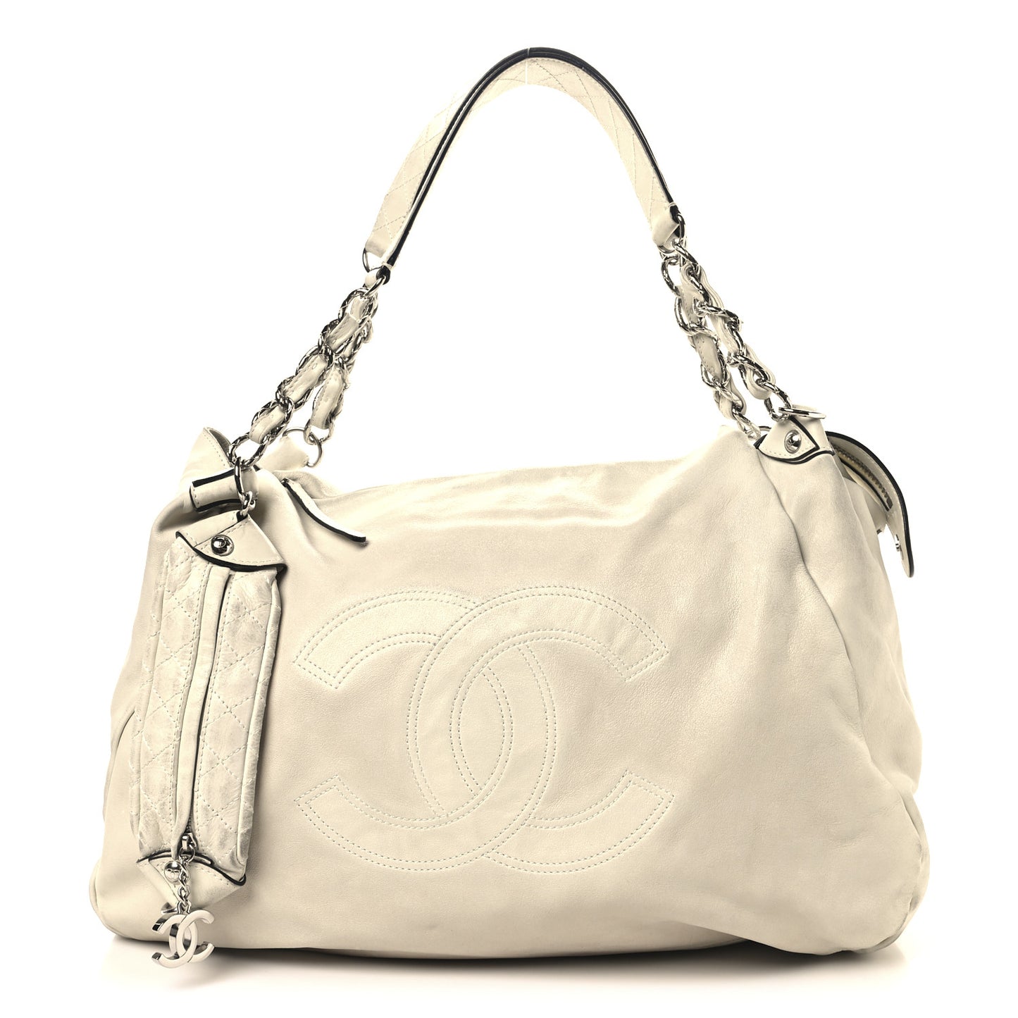 Lambskin Large Edgy Hobo White