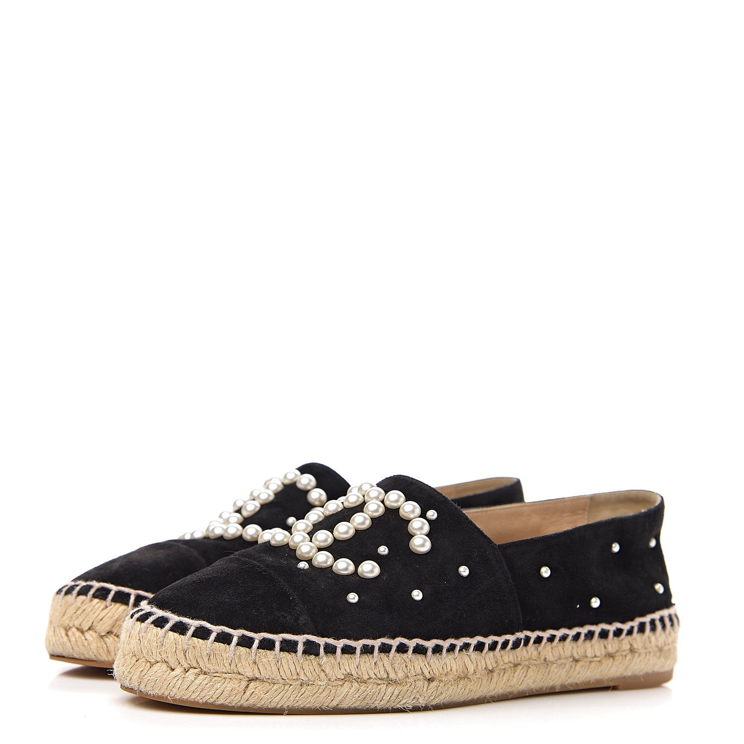 Chanel Suede Pearl CC Espadrilles 36 Black 3 of 9