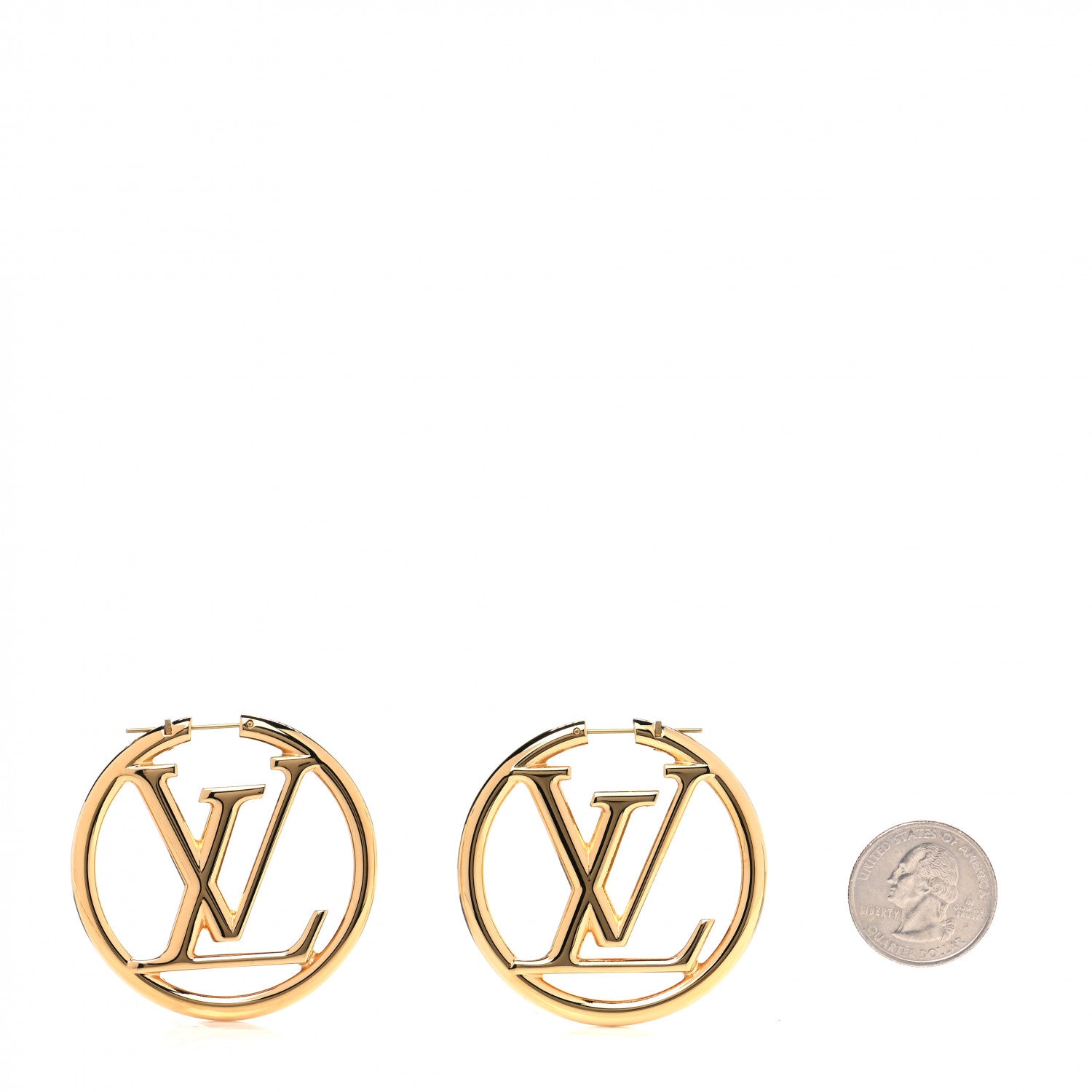 Louis Vuitton Metal Louise Hoop Earrings Gold 2 of 3