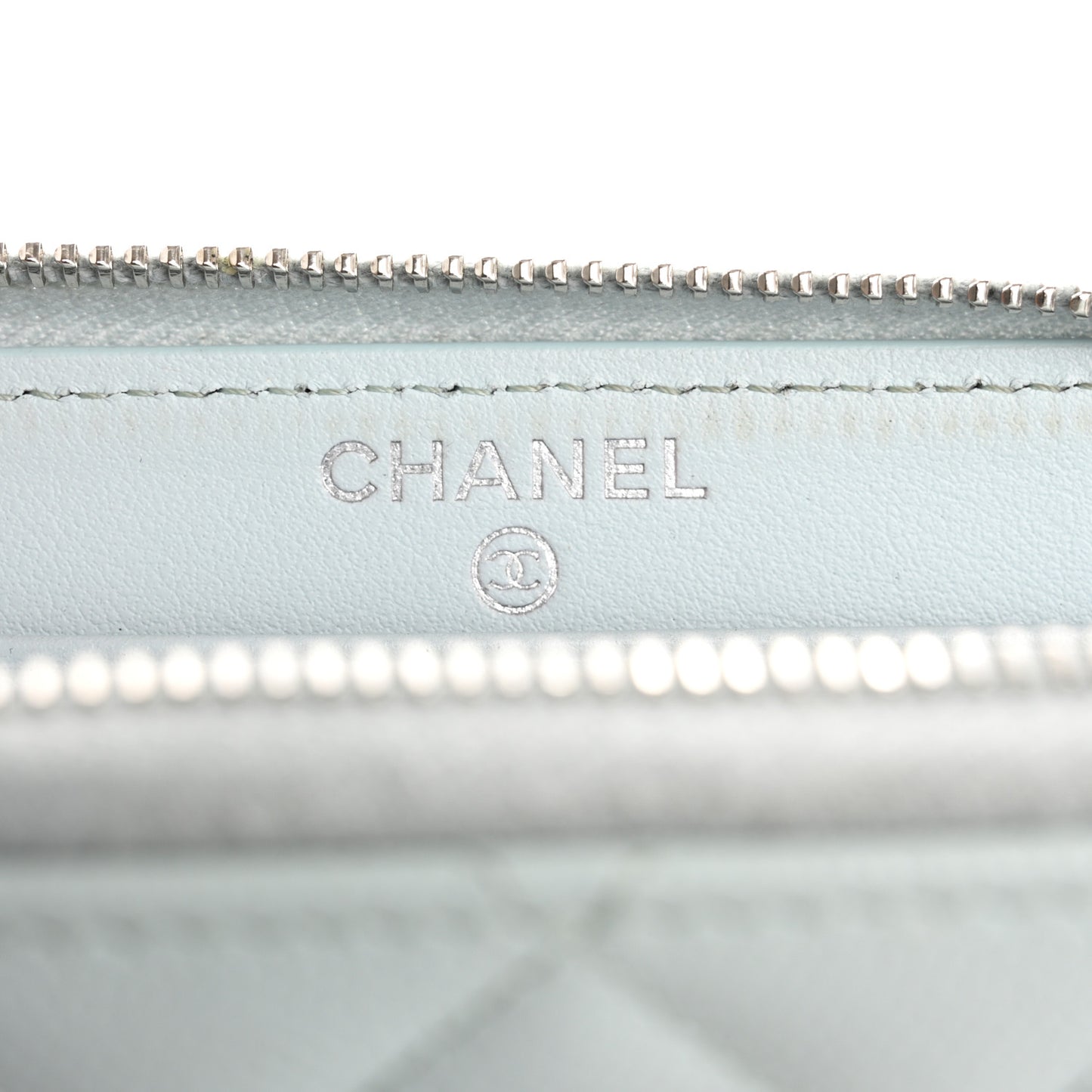 Caviar Quilted Medium Zip Around Wallet Light Blue