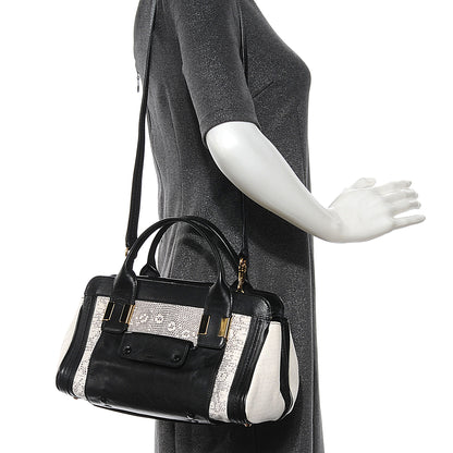 Chloe Lizard Embossed Mini Alice Satchel Black White 2 of 11