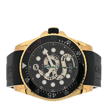 Gucci Stainless Steel Rubber 45mm Dive Snake Quartz Watch Black 2 of 5