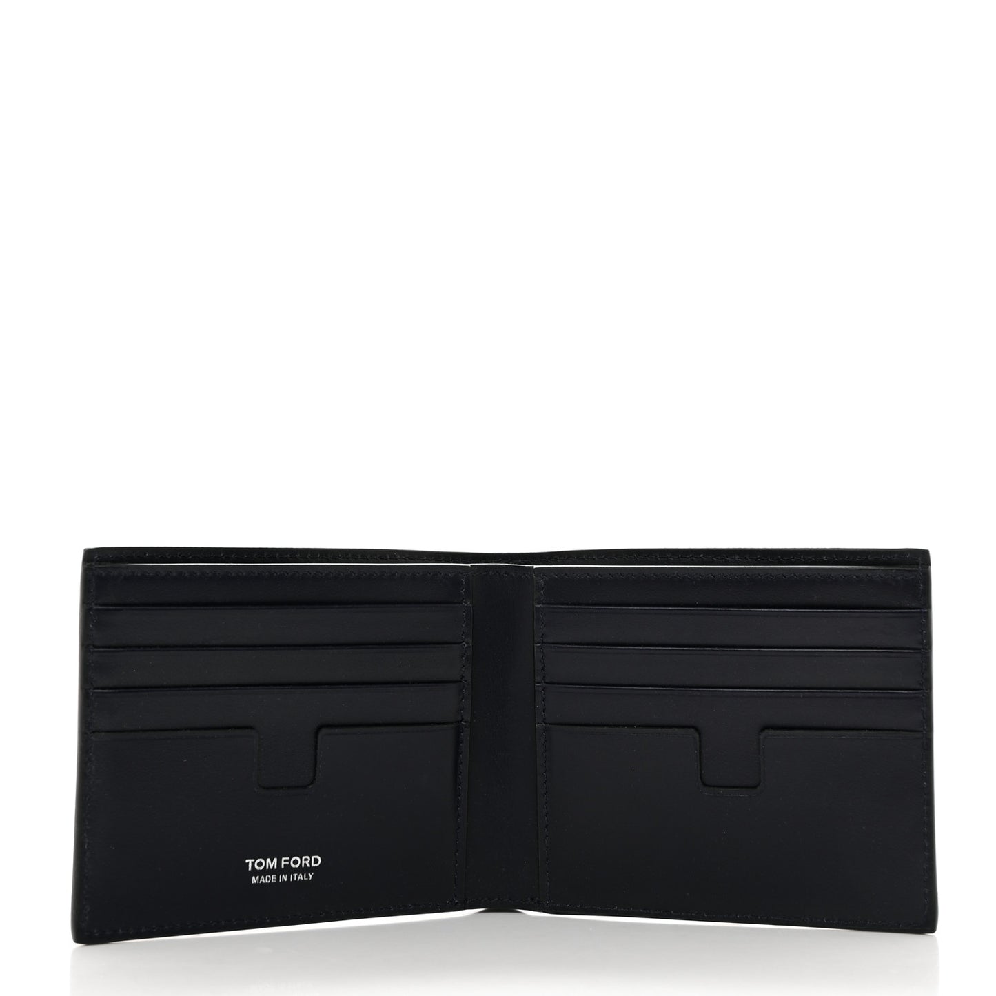 Glossy Calfskin Crocodile Embossed T Line Classic Bi-Fold Wallet Ink