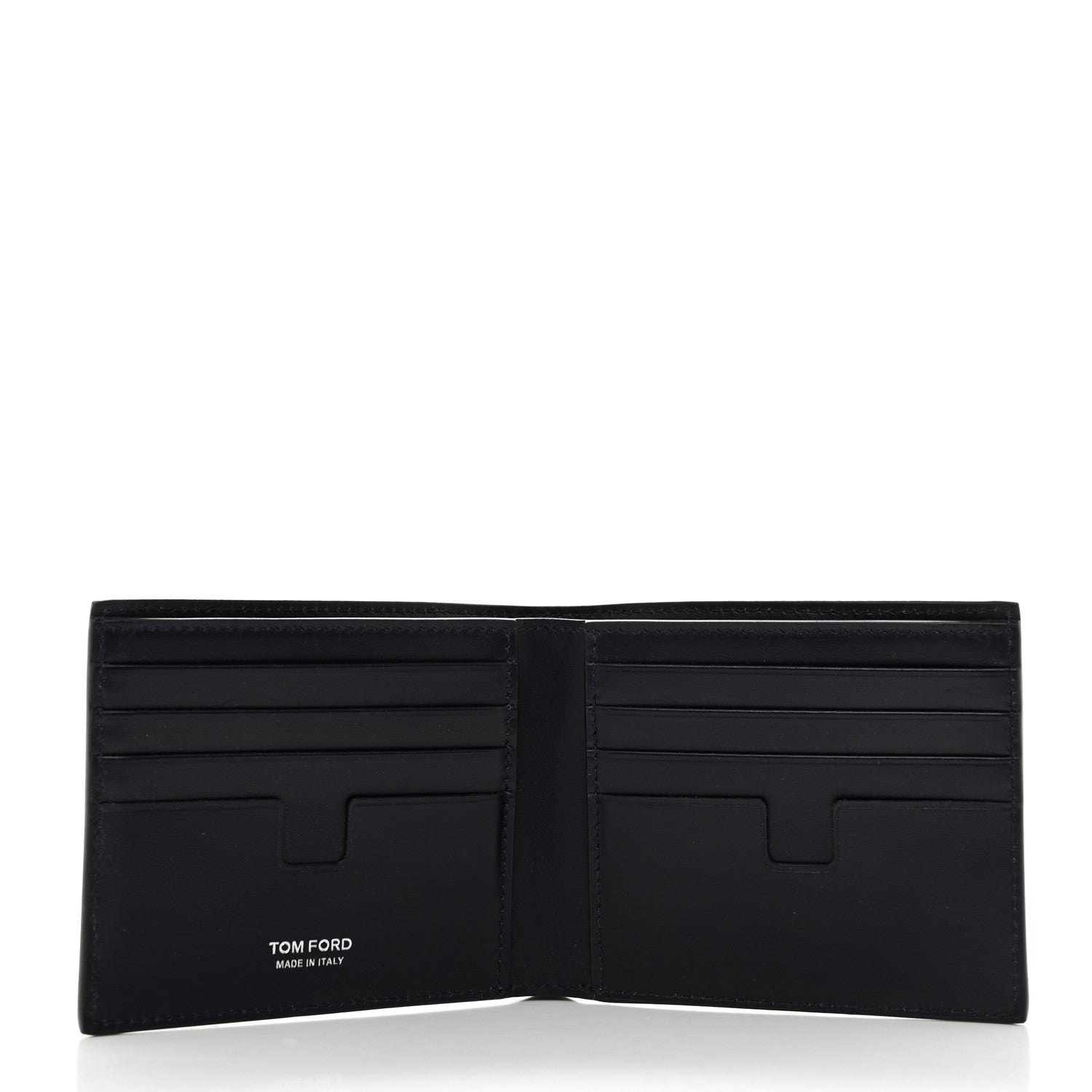 Tom Ford Glossy Calfskin Crocodile Embossed T Line Classic Bi-Fold Wallet Ink 5 of 7