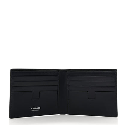 Tom Ford Glossy Calfskin Crocodile Embossed T Line Classic Bi-Fold Wallet Ink 5 of 7