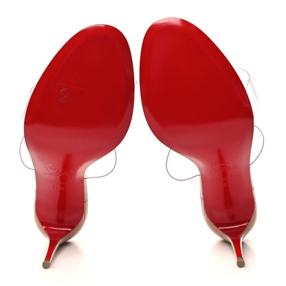 Christian Louboutin Patent PVC Just Nothing 85 Slide Sandals 38.5 Nude 5 of 7