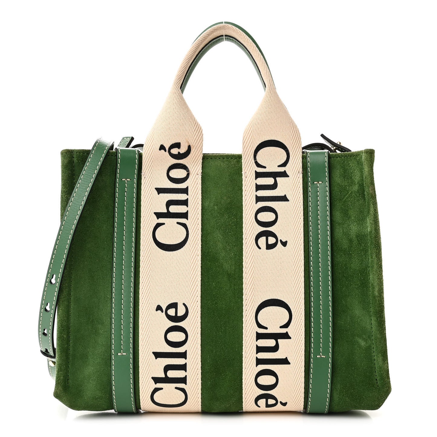 Suede Calfskin Small Woody Tote Bright Green