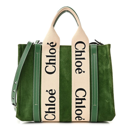 Chloe Suede Calfskin Small Woody Tote Bright Green 1 of 9