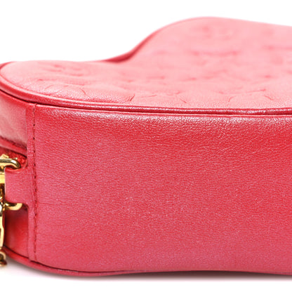 Louis Vuitton Lambskin Embossed Monogram Fall In Love Sac Coeur Heart Chain Bag Lipstick Red 8 of 9