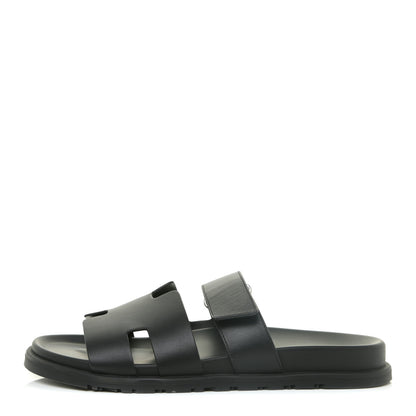 Hermes Calfskin Mens Chypre Sandals 42 Black 1 of 15