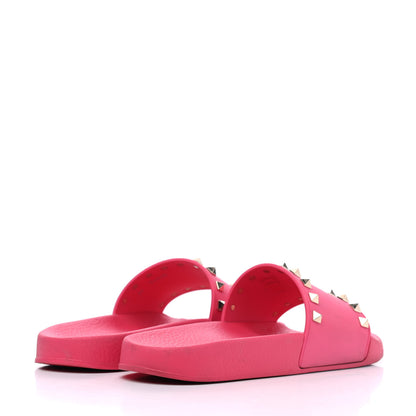 Valentino Garavani Rubber Rockstud Slide Sandals 39 Shadow Pink 4 of 16