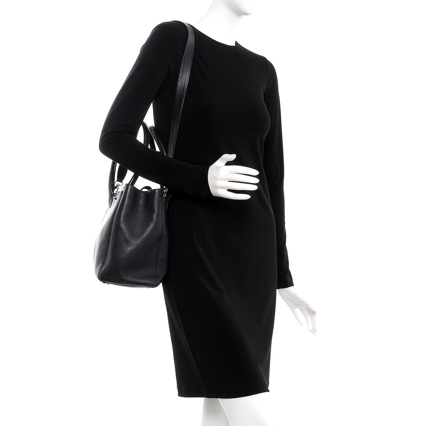 Calfskin Cerf Executive Shopper Tote Black