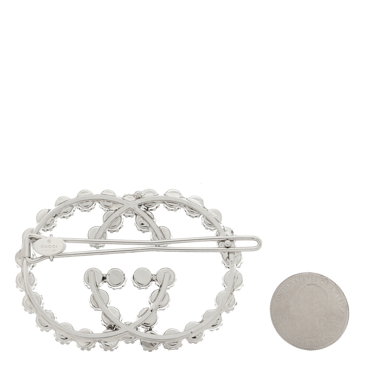 Gucci Crystal Interlocking G Hair Clip Silver 2 of 3
