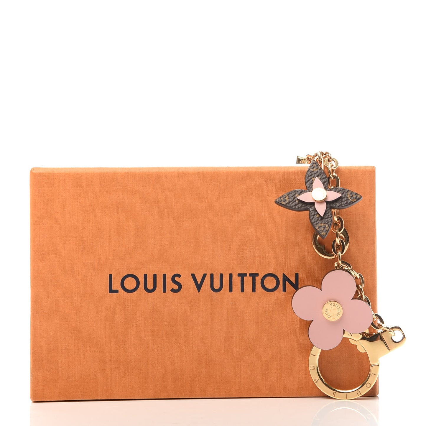 Brass Monogram Blooming Flowers Bag Charm Key Holder Rose Ballerine