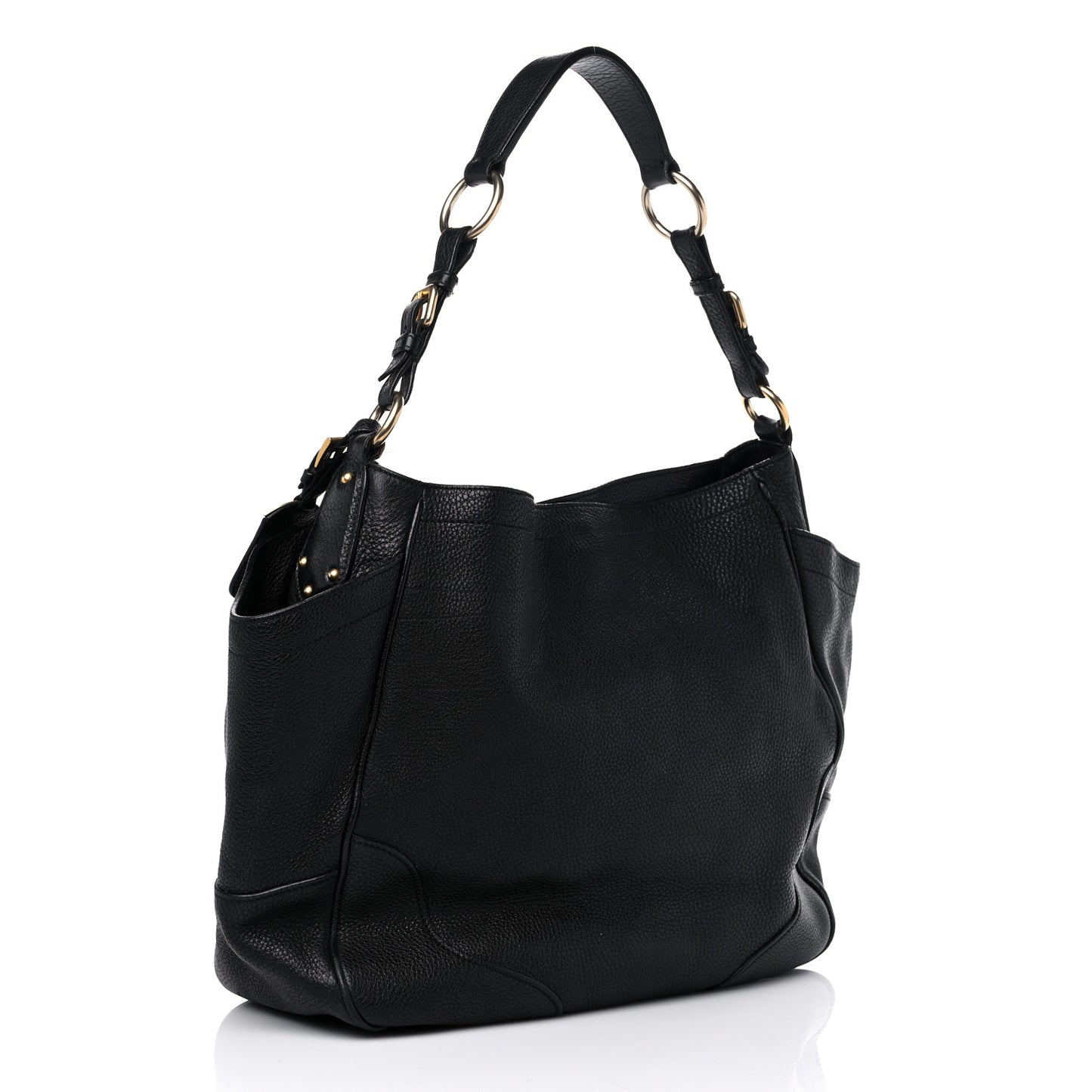 Vitello Daino Shoulder Bag Black