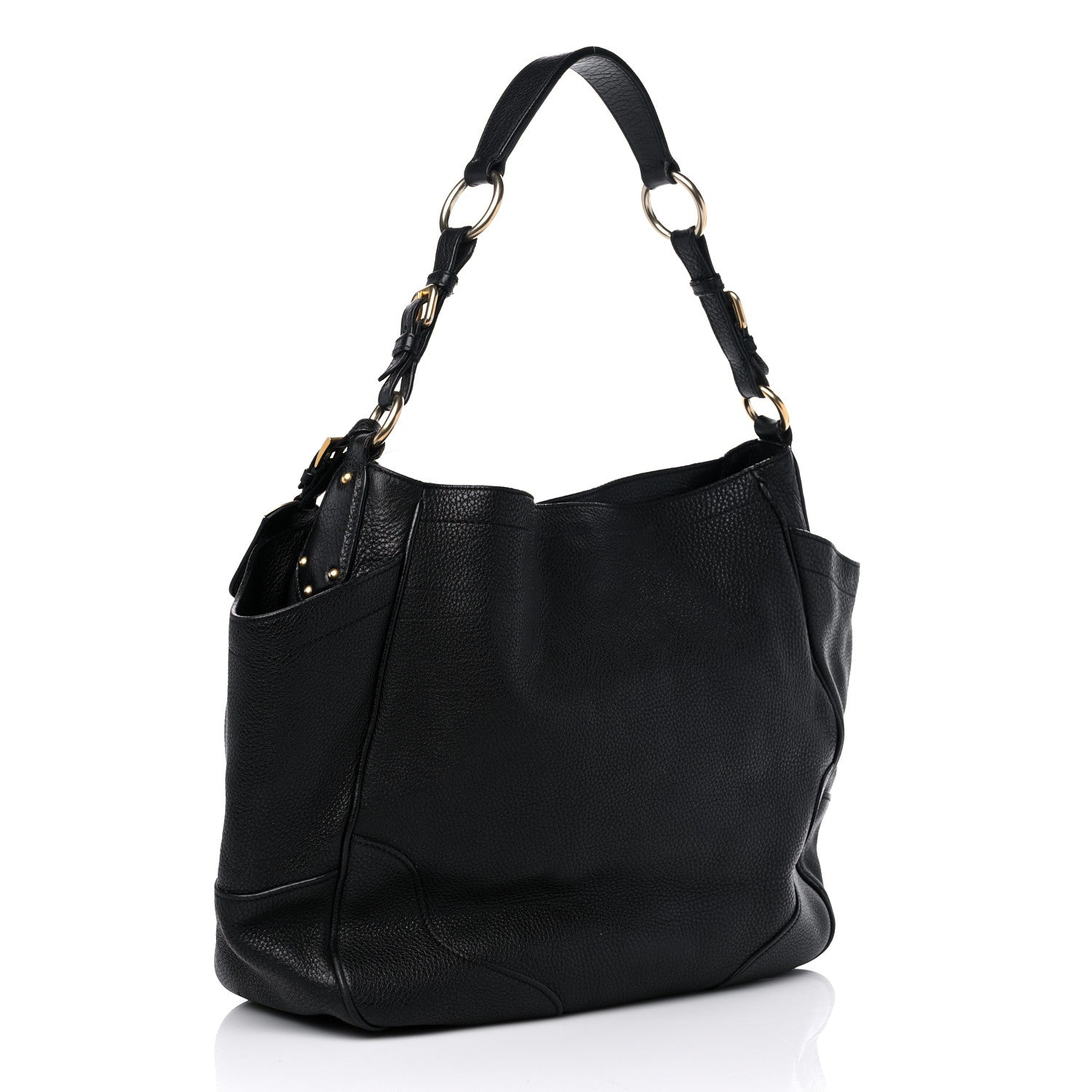 Prada Vitello Daino Shoulder Bag Black 2 of 15