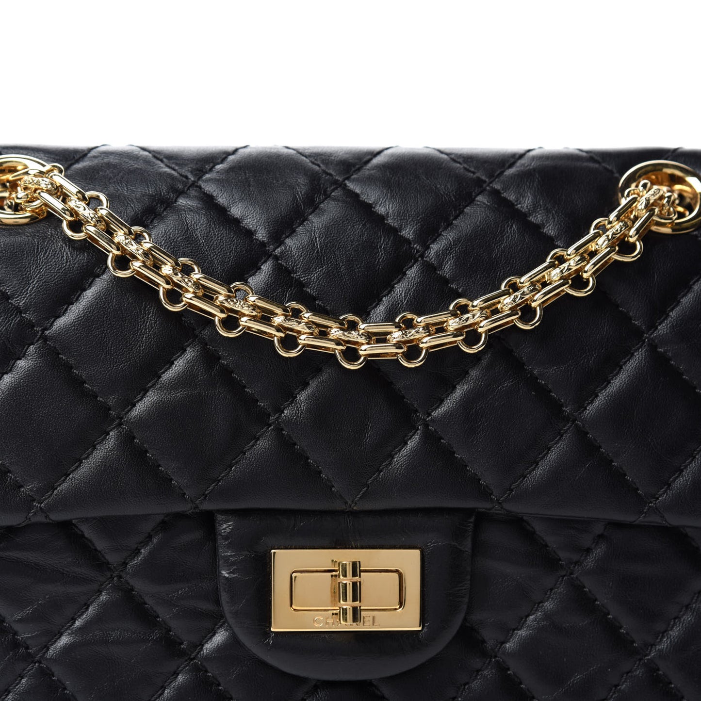 Aged Calfskin Quilted 2.55 Reissue Mini Flap Black