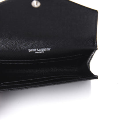 Saint Laurent Grain De Poudre Matelasse Chevron Small Monogram Envelope Wallet Black 5 of 8
