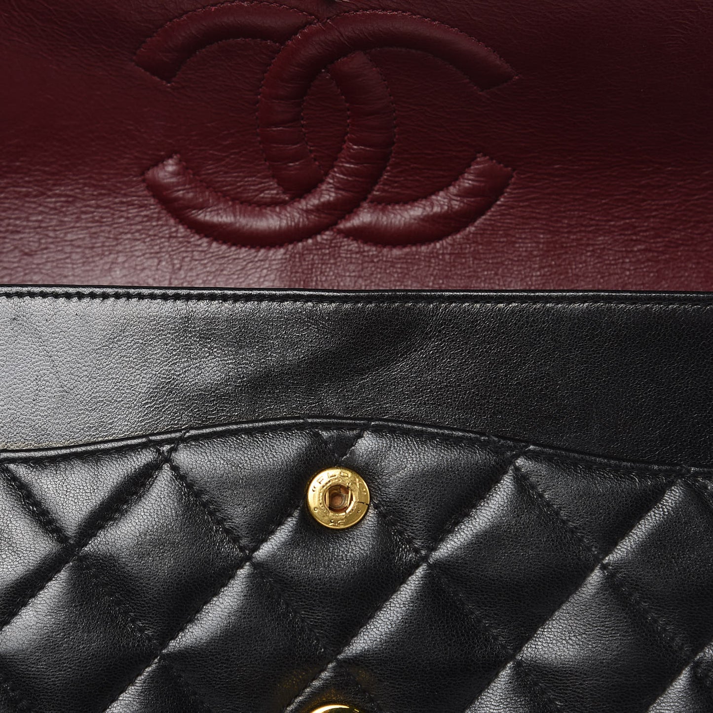 Lambskin Quilted Medium Double Flap Black