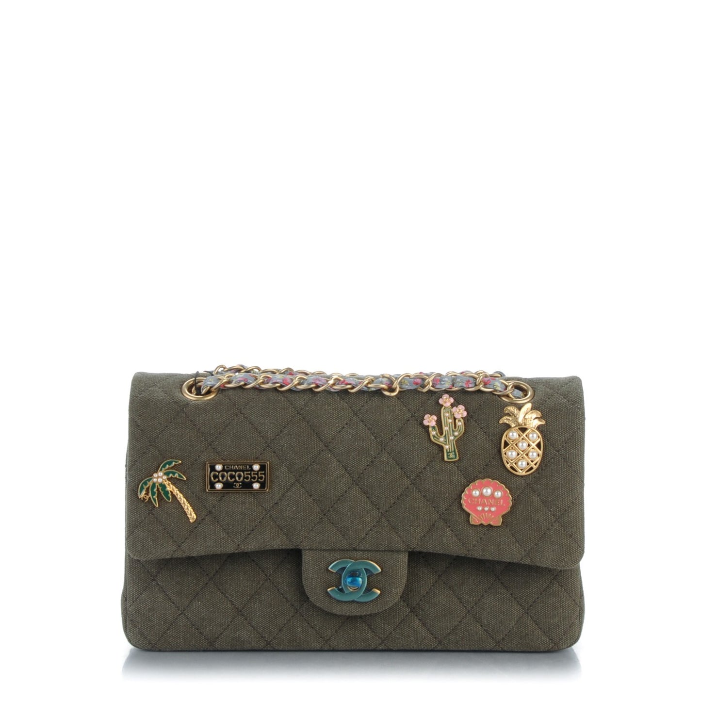 Toile Quilted Medium Cuba Double Flap Khaki