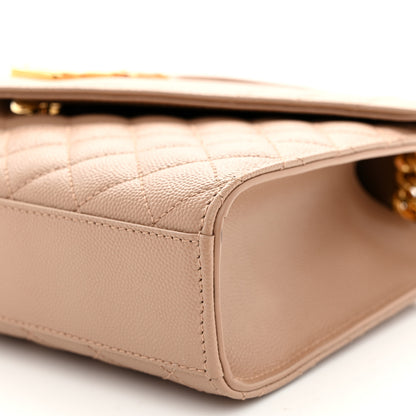 Saint Laurent Grain De Poudre Textured Mixed Matelasse Medium Triquilt Monogram Satchel Dark Latte 9 of 9
