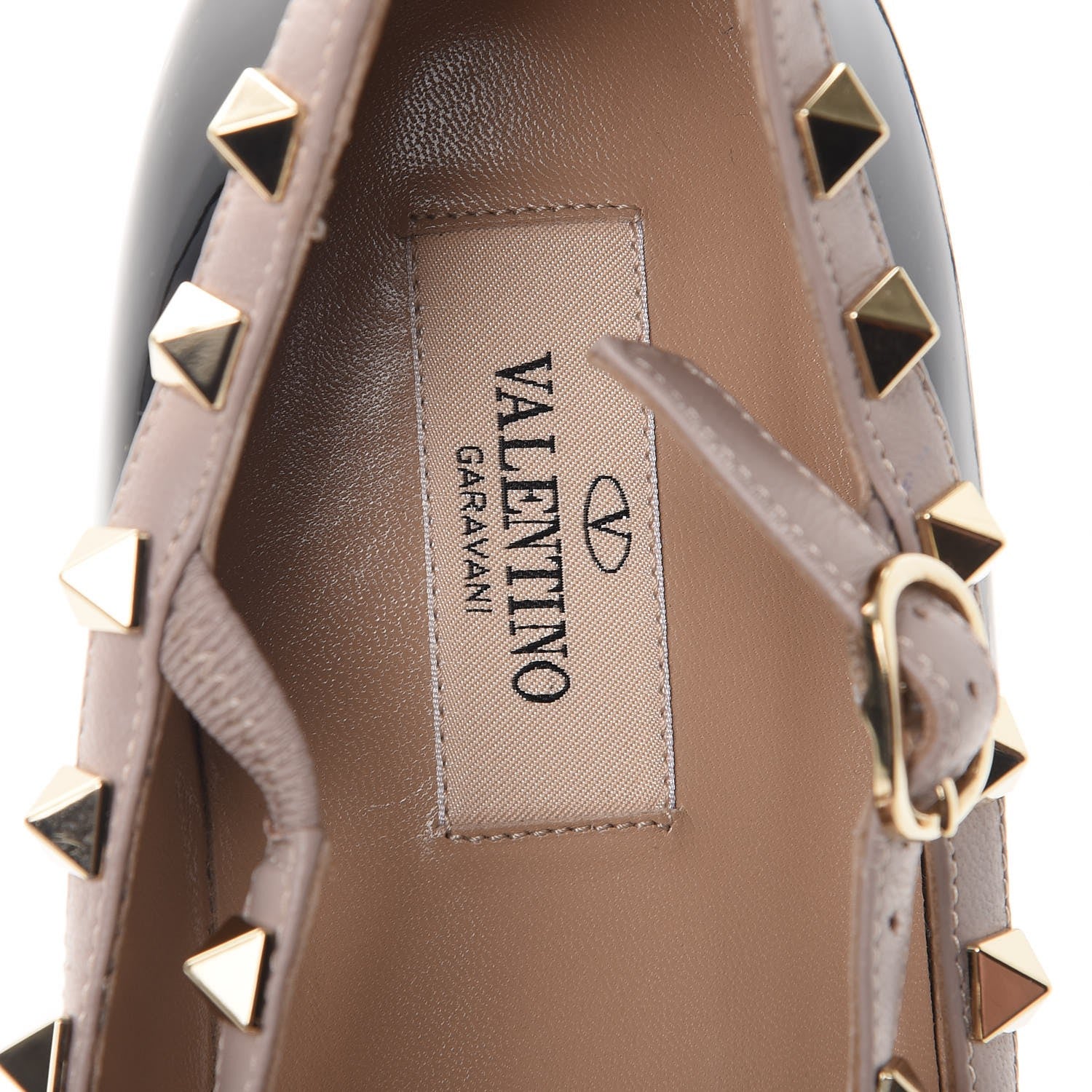Valentino Garavani Patent Rockstud Cage Ballerina Flats 38 Black Poudre 7 of 10